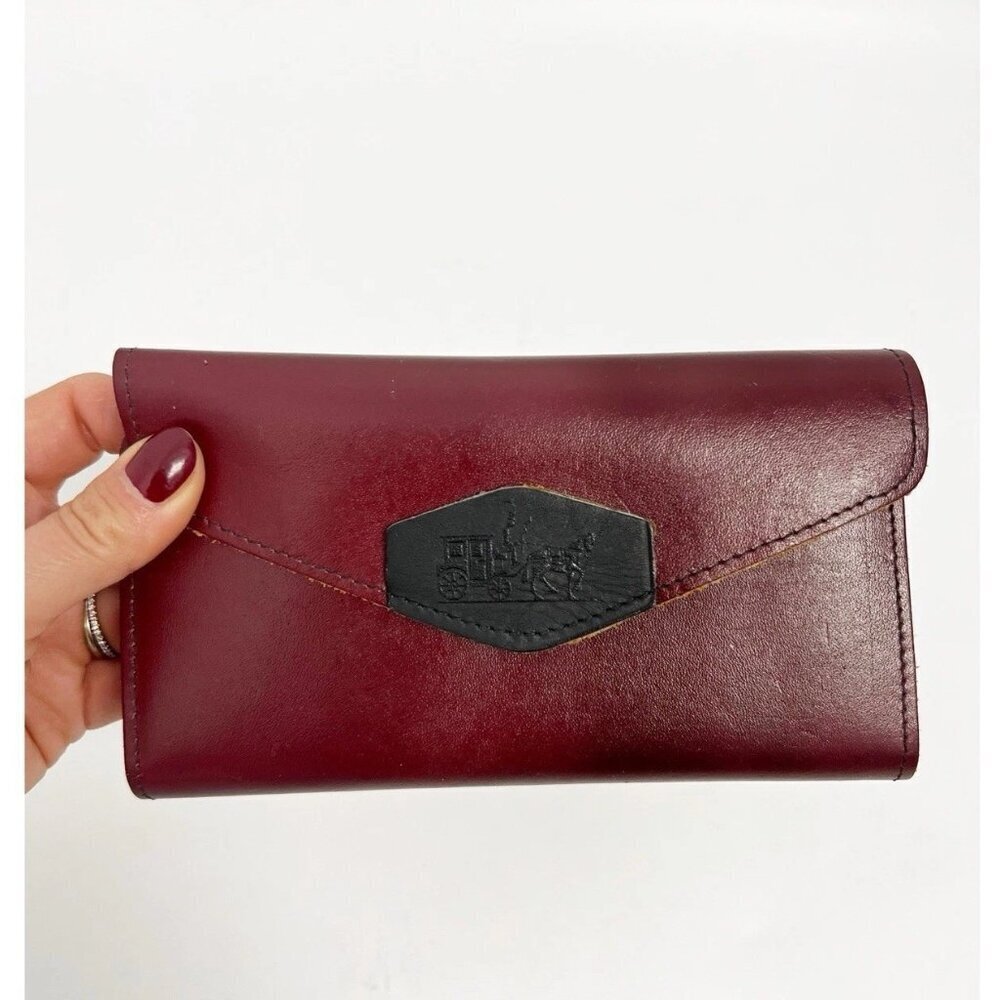 Westport Dark Red Genuine Leather Deadstock Pocket Organizer Wallet Checkbook